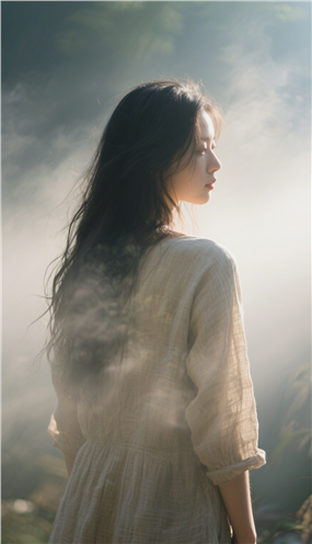 长卷发美女氛围感侧颜摄影图片